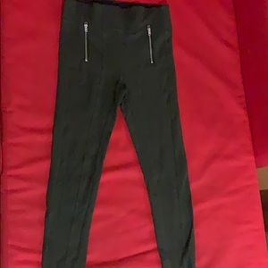 Moss Green Leggings w/ Zippers